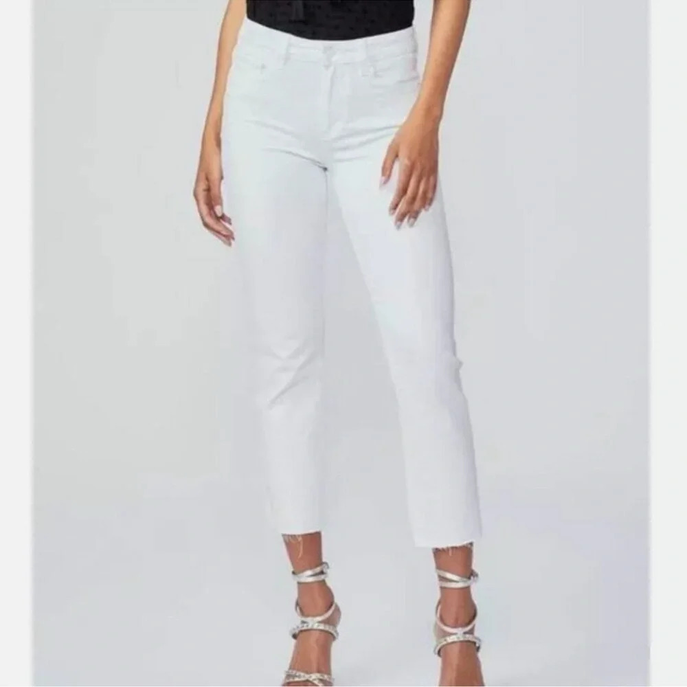 PAIGE Cindy Crop Crisp White Raw Hem High Rise Jeans Size 26